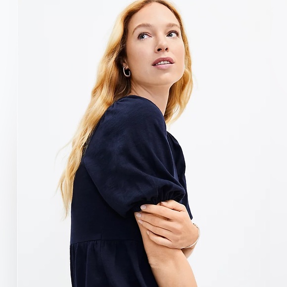 Loft Puff Sleeve Tiered Midi Dress XSP - Picture 3 of 6